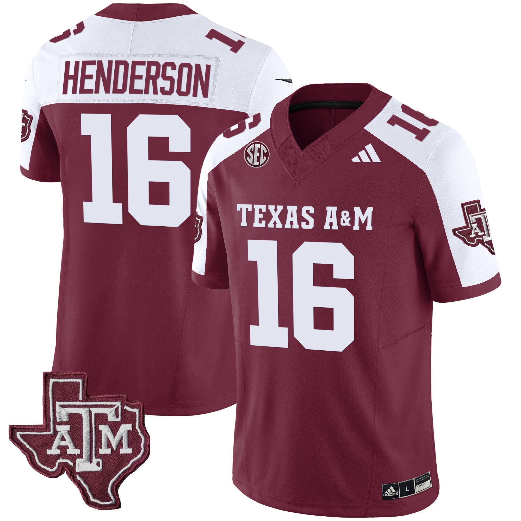 Men Texas A&M Aggies 16 Henderson Red 2024 Vapor Limited NCAA Jersey
